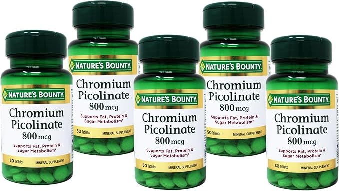 Nature's Bounty Mega Chromium Picolinate 800 mcg tablets 50 ea (Pack of 5)-StrideForce Fitness