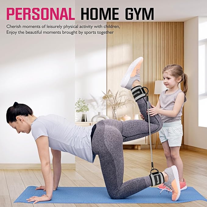 Ankle Resistance Bands with Cuffs, Home Gym Workout Equipment, Lifting Glute Butt Exercise Equipment for Women, Ankle Weights Fitness Band Set, Leg Booty Equipment for Training Perfect Body Shape
