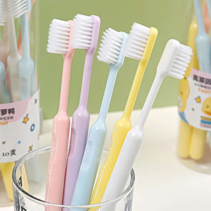 Soft Bristles Toothbrush Travel, Cleaning Toothbrush Sensitive Teeth, Round Handle with Comfort Grip, Multicolor for Bathroom Accessories, Portable Care for Students Household Use