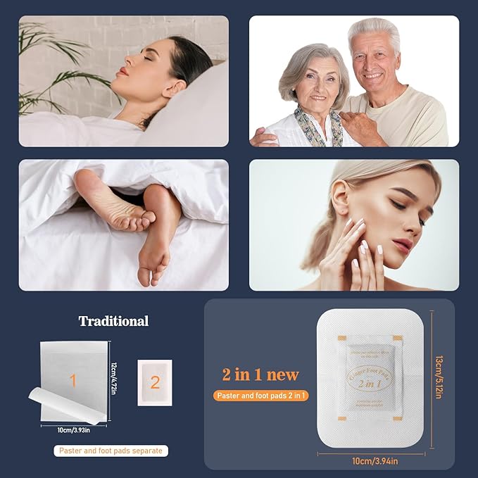 2 in 1 Foot Pads, 30 Pads Tear and Use Pure Ginger Bamboo Wormwood Foot Pads, Bigger Adhesive ''Stay in Place'' Goodnight Pads-StrideForce Fitness