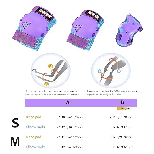 Youth/Kids Knee Pads Elbow Pads Wrist Guards Protective Gear Set for 3-15 Years Child Roller Skates, Skateboard, Cycling, Inline Skating, BMX Bike, Balance Bike, Scooter Riding and Other Outdoor Sports-StrideForce Fitness