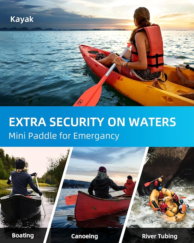 OCEANBROAD Telescoping Emergency Paddle 21''-42''(Assembling Required)/26''-54'' Aluminium Shaft for Kayaking Boating Canoeing River Tubing-StrideForce Fitness