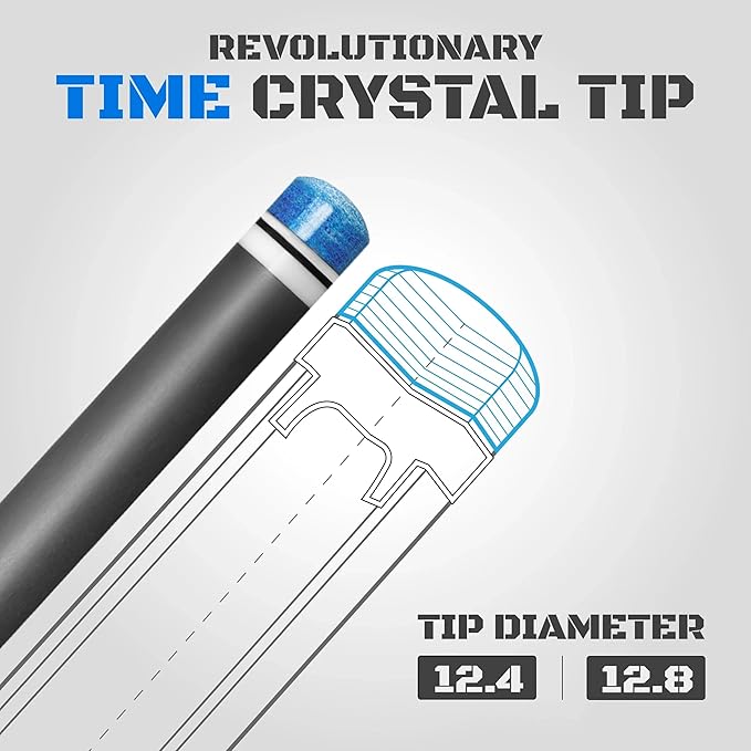 RHINO Nebula 2 Pool Cue - 100% Carbon Fiber Shaft & Composite Butt. Time Crystal Tip, Pro Taper Design, 12.4 mm,12.8 mm. 3/8-8 Joint, 3D Friction Grip. Low Deflection Pool Cue-StrideForce Fitness