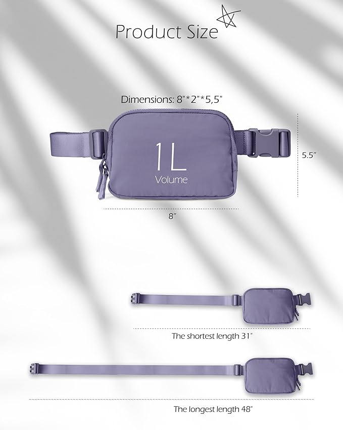 ODODOS Unisex Mini Belt Bag with Adjustable Strap Small Fanny Pack for Workout Running Traveling Hiking, Ultra Violet-StrideForce Fitness