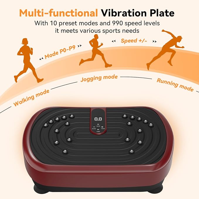 UCIN Vibration Plate Exercise Machine, Vibration Plate for Lymphatic Drainage, 330 Lbs Capacity Vibrating Plate for Weight Loss Home Fitness with Resistance Bands/Pilates Ball-StrideForce Fitness