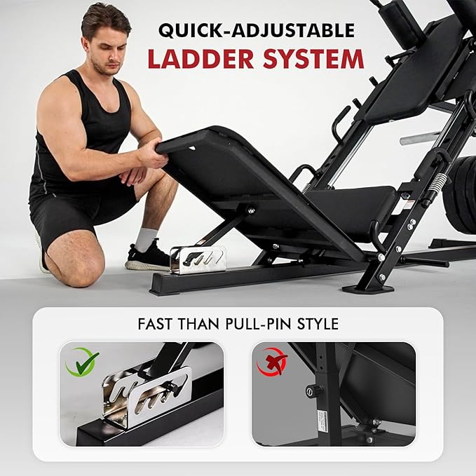 Mikolo Leg Press Hack Squat Machine Combo, Leg Press Machines for Home Gym with Linear Bearing, Hack Squat Machine with Rear and Front Band Pegs, Leg Machine for Full Range Leg Training-StrideForce Fitness