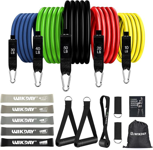 Exercise Resistance Bands with Handles for Working Out, 150/200/250/300 lbs Workout Bands Set with Door Anchor for Physical Therapy, Yoga, Pilates-StrideForce Fitness