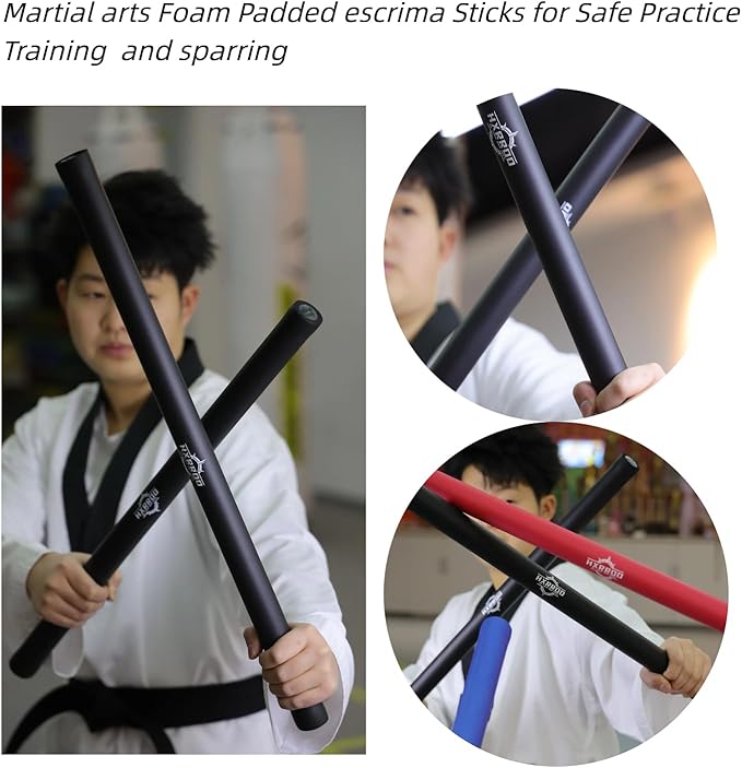 Kali Sticks Martial Arts Foam Padded Escrima Sticks for Safe Practice Training and Sparring with Carry Bag Case - 4 Packs-StrideForce Fitness