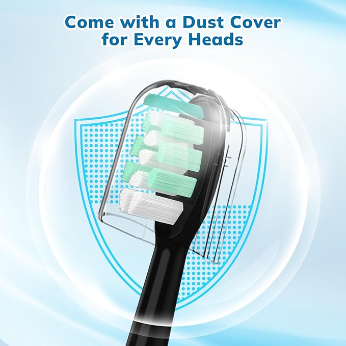 Replacement Toothbrush Heads Compatible with Philips Sonicare:16 Pack Soft Replacement Electric Brush Head for 4100 5100 6100 HX9023/65 W Optimal Control Snap-on System(B&W)