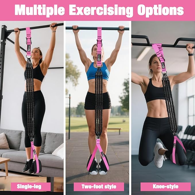 Pull Up Assistance Bands,Up to 300 lbs Assistance,Adjustable Heavy Duty 4 Resistance Bands for Pull up, with Feet/Knee Rest, Handle and Door Anchor for Home Gym Fitness Exercise Strength Training-StrideForce Fitness