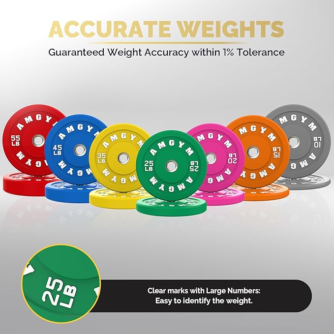 2 Inch Bumper Plates,10-500lbs,Barbell Rubber Olympic Weight Plates Set for Home Gym, Strength Training & Weight Lifting, Multiple Options Colors-StrideForce Fitness