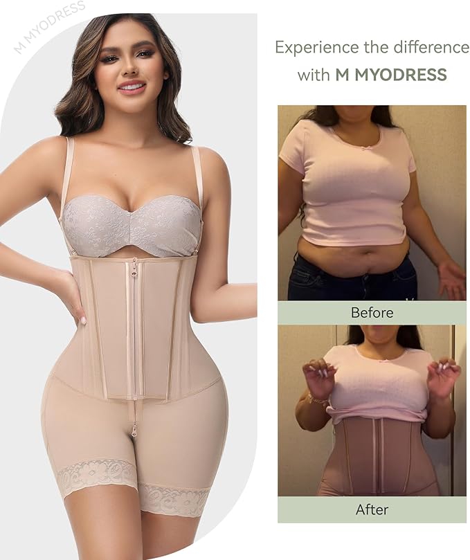 M MYODRESS Fajas Colombianas Moldeadoras Shapewear for Women Tummy Control Body Shaper Post Surgery Compression Garment-StrideForce Fitness