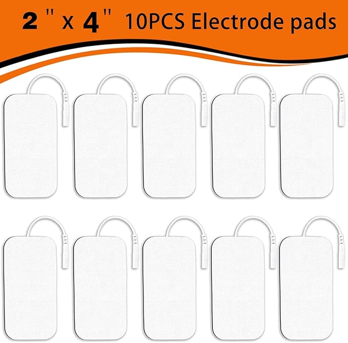 10PCS TENS Unit Replacement Pads 2x4, Reusable Electrodes for Muscle Stimulator Machine, Compatible with AUVON TENS, TENS 7000, Etekcity Tens Unit-StrideForce Fitness