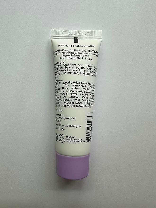 ELIMS Travel Size Nano Hydroxyapatite Toothpaste Fluoride Free - Xylitol Remineralizing Toothpaste for Whitening Sensitive Teeth - Lavender Vanilla Mint Toothpaste for Adults & Kids 1oz