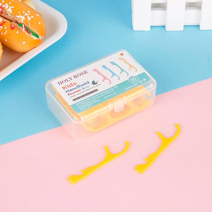 Holy Rose Kids Dental Floss Case 2 Box, Box 60 Count,Contains 120 Count Portable Floss Case Colorful Fun Floss for Teenagers, Kids, Boys, Girls.