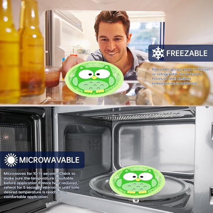 Gel Ice Pack for Injuries 2 Packs Cute Reusable Hot Cold Gel Packs for Fever Pain Relief Wisdom Teeth First Aid and Neck Head Arms Legs Knee Ankle