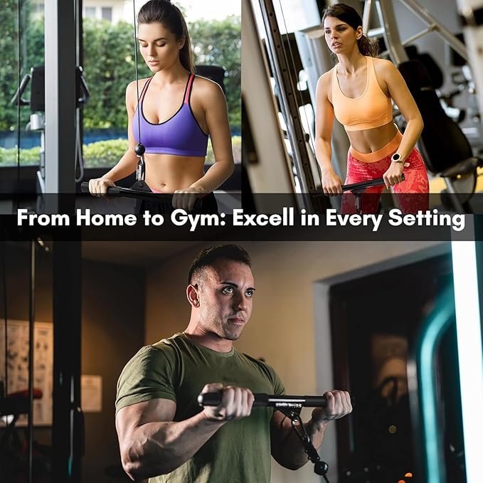 EVMT 15-Inch LAT Pulldown Attachments for Home Gym โ LAT Pull Down Bar, Cable Machine Accessories for Tricep Bar, Bicep, Back Training, Full Rotation, Heavy-Duty Strength Workout Equipment-StrideForce Fitness