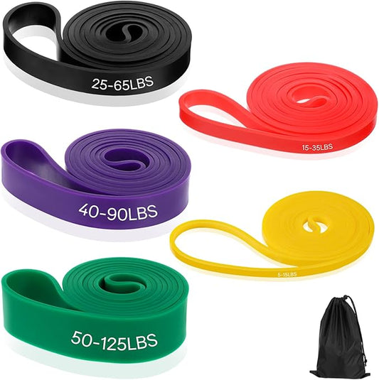 Pull Up Assist Bands with 5 Size, Resistance Band, Loop Power Exercise Band, for Home Gym Fitness, Stretching, Physical Therapy & Training-StrideForce Fitness