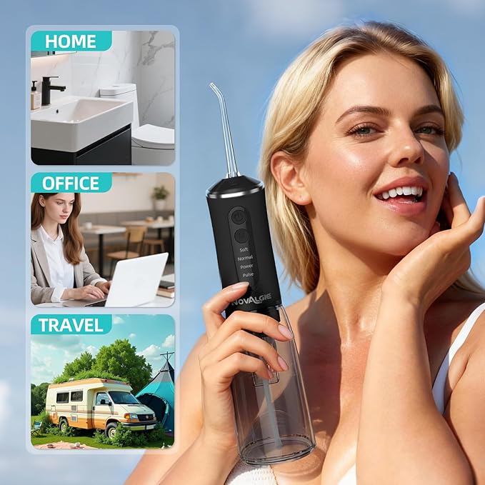 Water Dental Flosser for Teeth Pick, Cordless 360ML Tank 5 Jet Tips Electric Flosser, Rechargeable 4 Mode IPX7 Oral Irrigator for Implants, Brace & Sensitive Teeth Care, Home & Travel Use