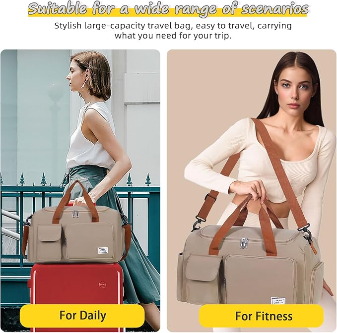 FIORETTO Women's Gym Duffle Bag with Shoes Compartment, 37L Capacity, Ideal for Travel, Gym, Sports, Duffel, Weekender-StrideForce Fitness