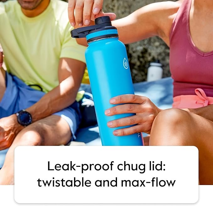 ThermoFlask 24 oz Double Wall Vacuum Insulated Stainless Steel 2-Pack of Water Bottles, Black/Malachite-StrideForce Fitness