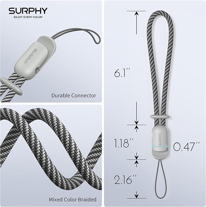 SURPHY 3 Pack Phone Wrist Strap with CellPhone Tether Tab, Cellphone Lanyard, Phone Strap with 2-Color Braided, Wrist Lanyard-StrideForce Fitness