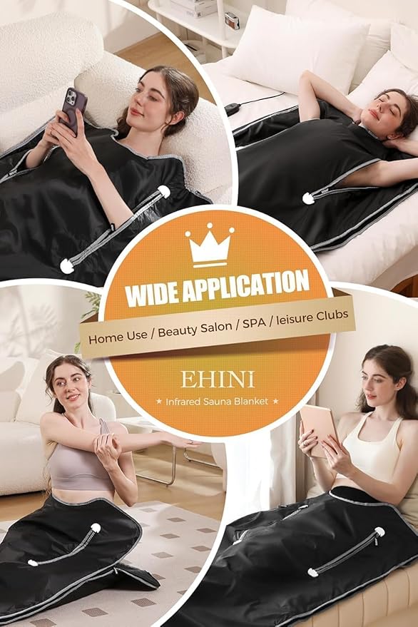 Infrared Sauna Blanket-Sauna Blanket for Home Use, Portable Design for Relaxation and Detoxification Highest 176℉, 20-60 Minutes Timer, 6 ft x 2.65 ft(Pitch-Black)-StrideForce Fitness