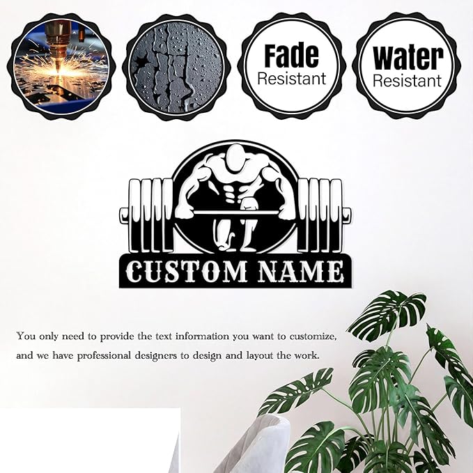 Customized Metal Gym Name Sign, Personalized Sports Room Wall Art,Metal Gym Sign,Unique Fitness Wall Sign, Gym Lovers Unique Gift, Gym Wall Art,Training Center Sign (Style-14)-StrideForce Fitness