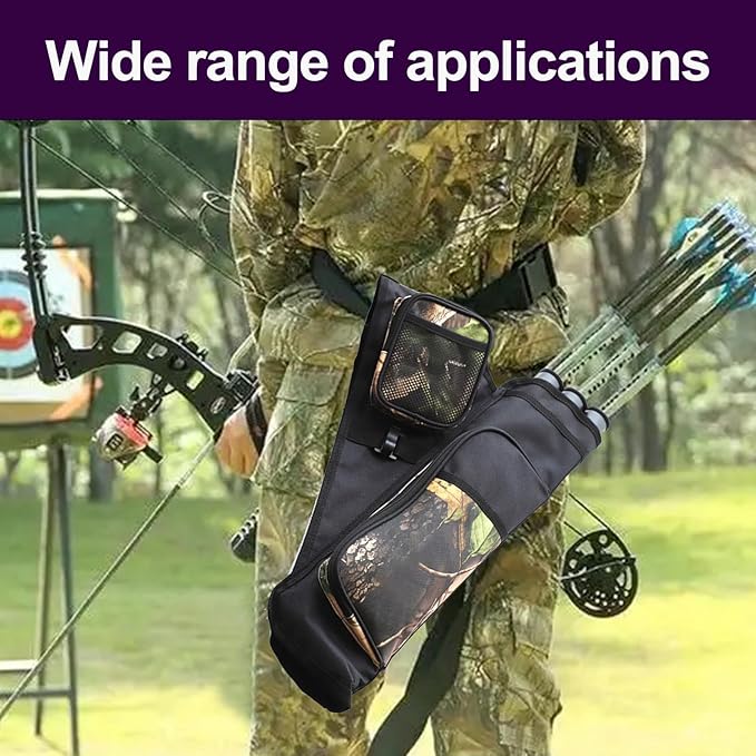 3-Tubes Hip Quiver Waist Hanged Archery Arrow Carry Bag with Pockets Adjustable Belt for Hunting, Target Practice, and Outdoor Shooting, Fits Both Youth and Adults-StrideForce Fitness