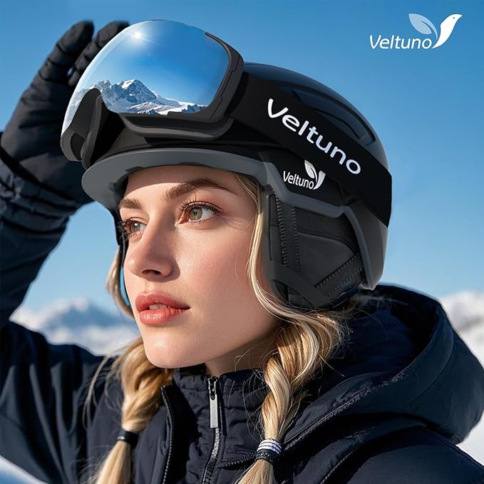 Ski Helmet for Women, Men & Youth, Snowboard Helmet with 7 Individual Air Vents, Snow Helmet with ABS PC Shell, EPS Foam, Dial Fit, Removable Fleece Liner and Ear Pads, Goggles Compatible-StrideForce Fitness