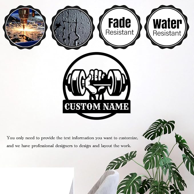 Personalized Metal Gym Sign, Custom Fitness Metal Wall Decor, Body Builder Lovers Gift, Gym Custom Unique Metal Wall Art, fitness room decor, home gym decor, gym wall art (Style-6)-StrideForce Fitness