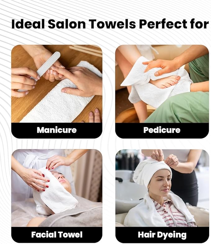 Avalon Salon Towel - White Hand Towels Bulk Pack of 24-100% Cotton Absorbent Spa, Facial & Gym Towels for Working Out - 16x27 Inches (Not Bleach Proof)-StrideForce Fitness