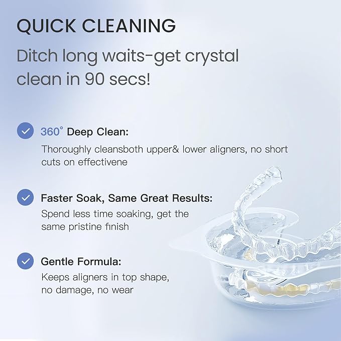 Denture Cleaner, Retainer Cleanser, Clear Retainer Cleaner, Portable Retainer Cleaning Kit for Travel School Office, 90-Second Quick Clean Denture Cleaners, Minty Fresh & Clean, 30ml (12PCS)