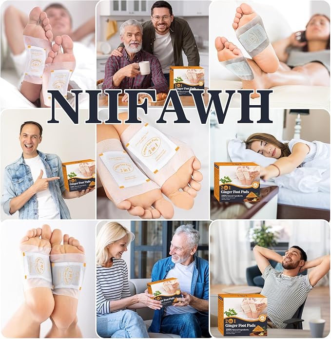 2 in 1 Foot Pads, Tear and Use Ginger Wormwood with Pure Natural Ginger Powder Bamboo Vinegar Wormwood, Bigger Adhesive ''Stay in Place'' All Night, 20 Pads-StrideForce Fitness