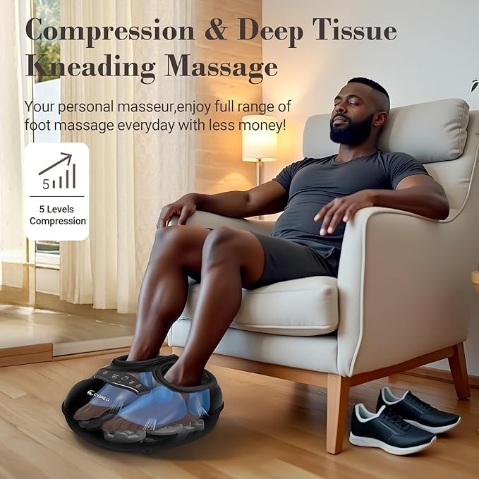 Shiatsu Foot Massager with Heat - Deep Tissue Kneading Foot Massager for Plantar Fasciitis,Adjustable Compression & Heat for Neuropathy Pain,Feet Fatigue,Gifts for Women Men