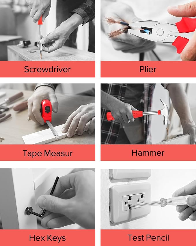 24pcs Home DIY Tool Kit for Household, Office & Garage - General Repair Small Hand Tool Set with Storage Case-StrideForce Fitness