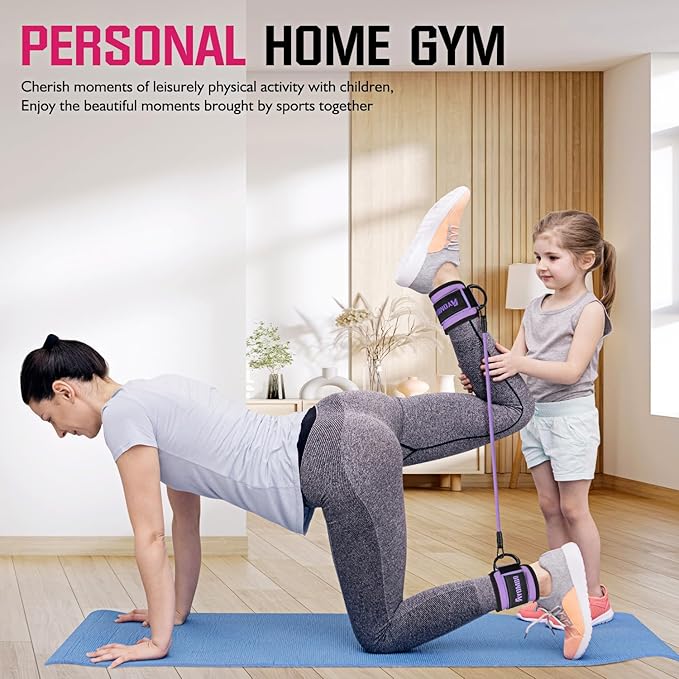 Ankle Resistance Bands with Cuffs, Home Gym Workout Equipment, Lifting Glute Butt Exercise Equipment for Women, Ankle Weights Fitness Band Set, Leg Booty Equipment for Training Perfect Body Shape
