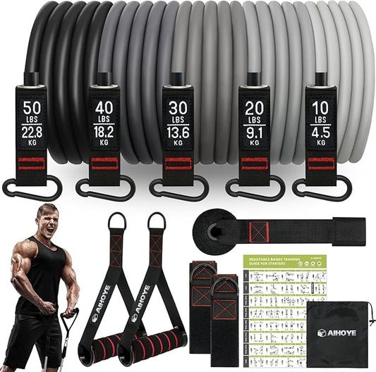 Aihoye Resistance Bands for Working Out, Exercise Bands with Handles, Stretch Bands for Exercise, Workout Bands with Door Anchors for Physical Therapy & Strength Training-StrideForce Fitness