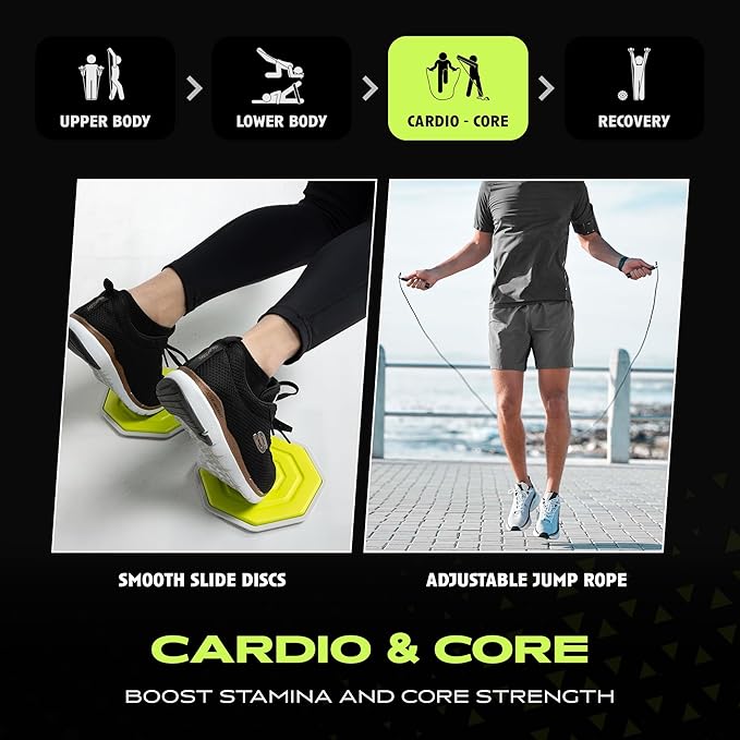 Ex Kit Home Gym Equipment with Carry Bag - 10Pcs Resistance Bands Kit with Handles, Door Anchor, Jump Rope, Booty Bands & More – Full Body Workout Bands Set for Strength, Cardio & Flexibility-StrideForce Fitness