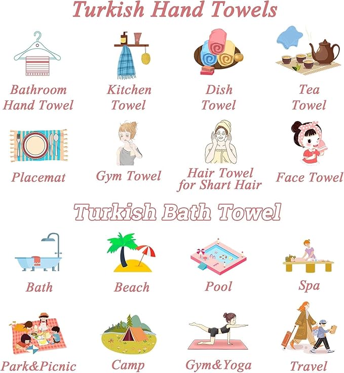 HAVLULAND Turkish Beach Towels Oversized -100% Turkish Cotton Super Soft Lightweight - Absorbent and Quick Drying Bath Towel - Sand Free Beach Towel - Turkish Towels for Adults (Green, 12 Pack)-StrideForce Fitness