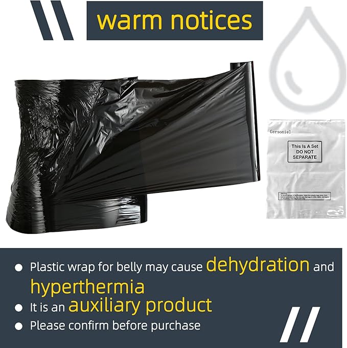 60 Meters Black Osmotic Plastic Body Wrap, Workout and Sweat Enhancer Stomach Wrap Body Wrap Film Applicator Power Wrap(3 Rolls)-StrideForce Fitness