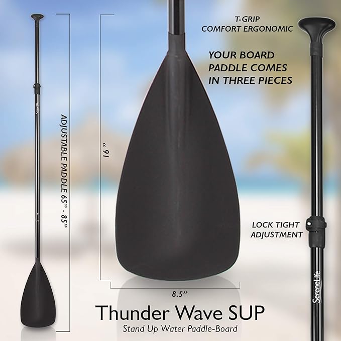 SereneLife Inflatable Stand Up Paddle Board with Premium SUP Accessories – Wide Stable Design with Non-Slip EVA Deck Pad for Adults and Youth of All Skill Levels-StrideForce Fitness