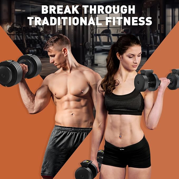 XDDIAS Adjustable Dumbbell Set of 2, 25/55/80LB Dumbbell Set-1Sec Adjustable Weights-5/10 in 1 Free Weights Dumbbells Set with Effortless Tray/No-Slip Handle-Compact Size for Women/Men at Home Gym-StrideForce Fitness