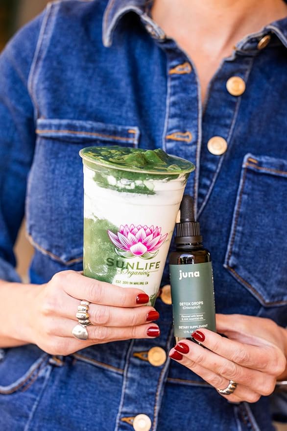 Juna Chlorophyll Liquid Drops (2-Pack) - 3X Potency Concentration - Detox, Debloat, Cleanse, Internal Deodorant, Energy & Cellular Support Supplement - Fresh Minty Lemon Taste-StrideForce Fitness