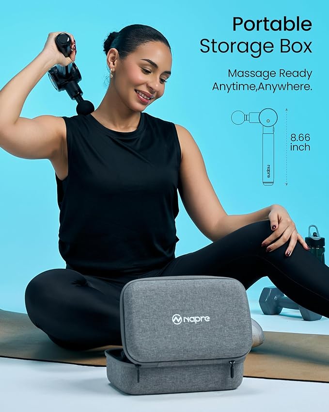 Massage Gun with Extension Handle and 3 Adjustable Angles,Deep Tissue Back Massage for Neck/Shoulders/Waist/Legs/Body Pain Relief,Handheld Percussion Muscle Massager with Portable Case,Black