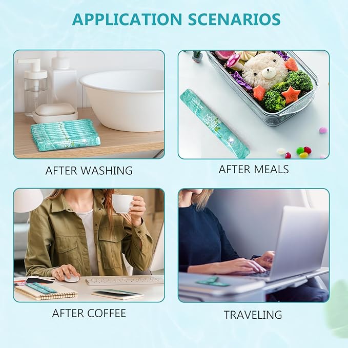 Mouthwash Travel Size - Portable Packets to Go, Alcohol & Fluoride Free Fresh Mint Mouthwash Strips for Superior Oral Hygiene,Disposable Packs (Pack of 20)