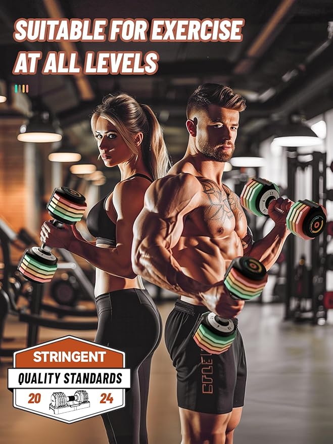 Adjustable Dumbbells Set 12.5LB/22.5LB Pair, 1-Sec Fast Adjustable 5 Weights by Turning Handle, Premium Comfort Non-slip Metal Dumbbells with Tray, Compact Size for Full Body Home Workout-StrideForce Fitness