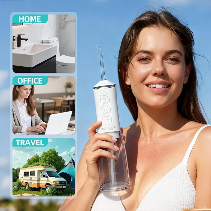 Water Flossers for Teeth, Cordless 360ML Larger Tank 4 Mode IPX7 Waterproof Oral Irrigator, Rechargeable 5 Jet Tips Dental Flosser for Brace, Implants & Sensitive Gums, Home&Travel Use