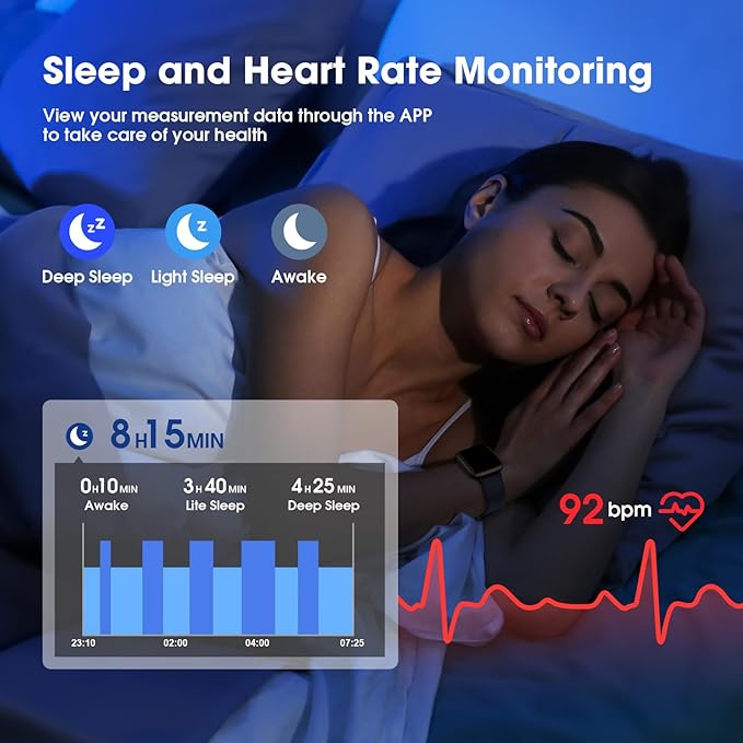 Fitness Tracker Watch with Heart Rate Monitor 5ATM Waterproof