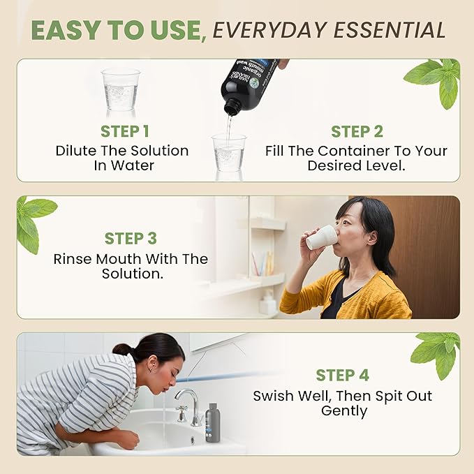 Mouth Wash,Organic 8 Oz BPA Free Plastic Bottle(1:10 Concentrate) by Herbal Choice Mari